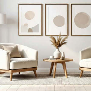 Minimalistische Sitzecke mit Naturtönen | Minimalist Seating Area in Natural Tones